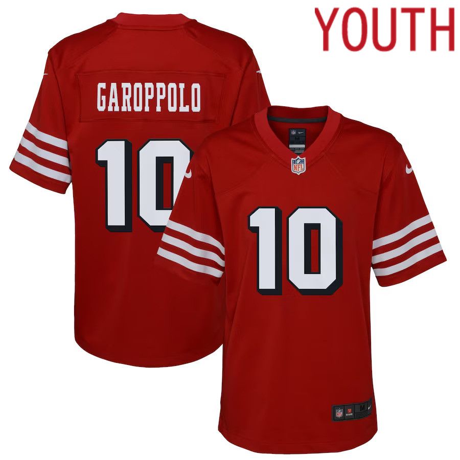 Youth San Francisco 49ers 10 Jimmy Garoppolo Nike Scarlet Alternate Game NFL Jersey